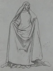 Estudio de figura femenina (verso: figura masculina)