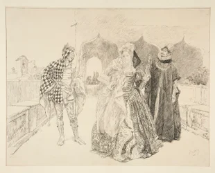 El Payaso y Malvolio, ilustración del Acto I, Escena V, Noche de Reyes