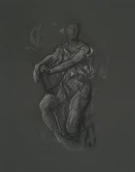 Estudio de figura no identificada para proyecto mural en el edificio del capitolio del estado de Pensilvania, Harrisburg, 1902-1911