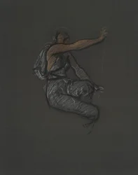 Estudio de figura no identificada para proyecto mural en el edificio del capitolio del estado de Pensilvania, Harrisburg, 1902-1911