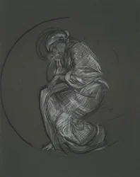 Estudio de figura no identificada para proyecto mural en el edificio del capitolio del estado de Pensilvania, Harrisburg, 1902-1911