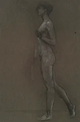 Estudio de figura no identificada para proyecto mural en el edificio del capitolio del estado de Pensilvania, Harrisburg, 1902-1911