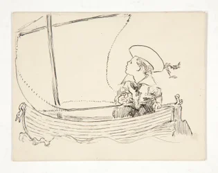 Ilustración no identificada [Niño en un bote pequeño]
