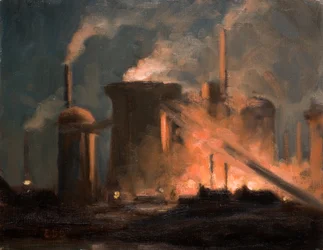 Altos hornos, noche (óleo sobre tabla)