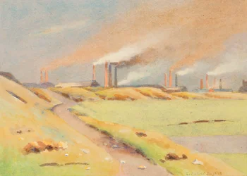 Las chimeneas (acuarela sobre papel)