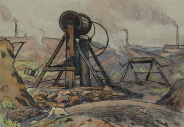 The Winding Gear (acuarela y carboncillo sobre papel)