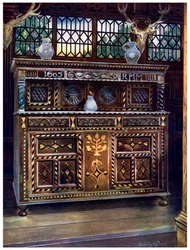 Aparador de roble tallado e incrustado, 1910
