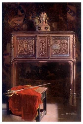Aparador de roble tallado Luis XII, 1910