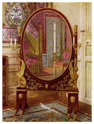 Espejo ovalado y cama de Napoleón I, 1911-1912