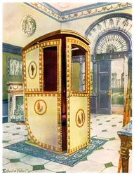 Silla de manos pintada y lacada con techo abovedado, 1911-1912