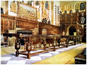 Mesa de Shovelboard en el salón de Littlecote, 1910