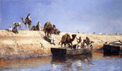 Un Embarque de Camellos en la Playa de Salé, Marruecos, 1880