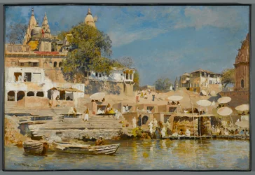 Templos y ghat de baño en Benarés, 1883-85