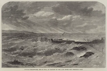 Rompeolas de Douglas, Isla de Man, dañado por la última tormenta