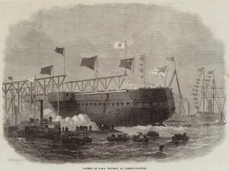 Lanzamiento del HMS Triumph en Jarrow-on-Tyne