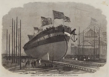 Lanzamiento de la fragata de ariete de vapor de Su Majestad Resistance en Millwall