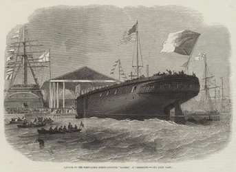 Lanzamiento de la corbeta de tornillo portuguesa Sagres, en Limehouse
