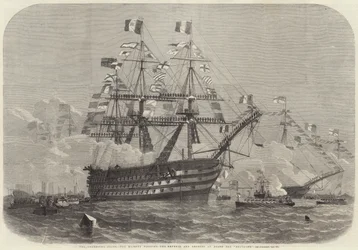 Las fiestas de Cherburgo, Su Majestad visitando al Emperador y la Emperatriz a bordo del Bretagne