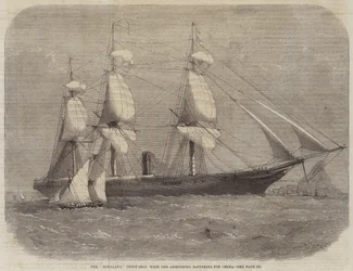 El buque de tropas Himalaya, con las baterías Armstrong para China