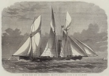 El Royal Thames Yacht Club Schooner-Match, el Xantha y Gloriana girando en el Nore