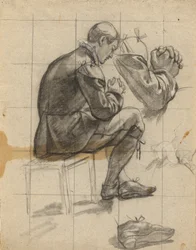 Figura no identificada, croquis para la Firma del Pacto en la Cabina del Mayflower