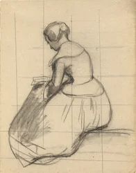 Mujer leyendo, boceto para Firma del Pacto en la Cabina del Mayflower