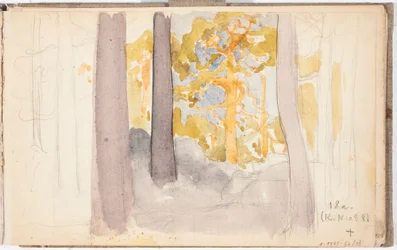 Paisaje forestal, página del cuaderno de bocetos de Järnefelt