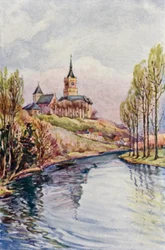 El Rin: Schwanen Turm, Cleve (litografía en color)
