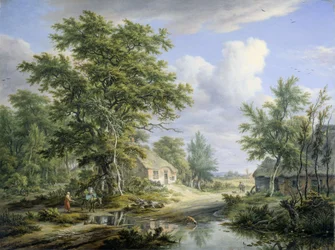 Granjas al borde de un bosque