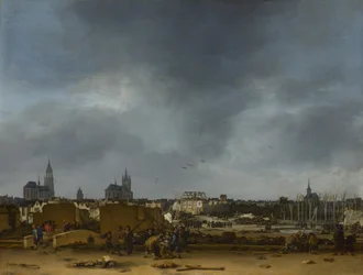 Vista de Delft después de la explosión de 1654
