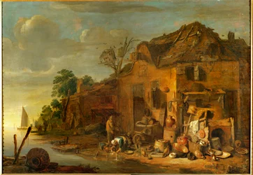 Granja (pintura sobre madera de roble)