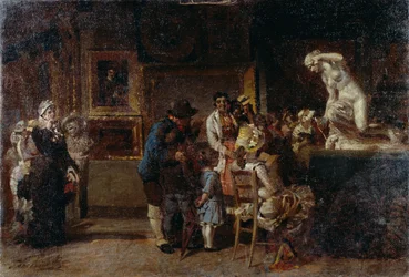 Visita al museo, de Egisto Lancerotto (1847-1916), óleo sobre lienzo, 80x118 cm