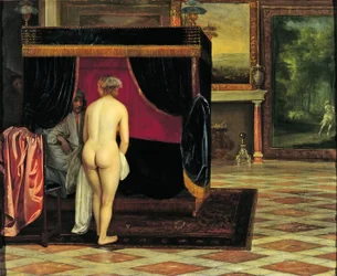 La esposa de Candaules descubriendo a Gyges escondido