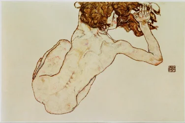Desnudo en cuclillas, vista posterior