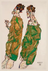 Devoción - Obra de Egon Schiele (1890-1918), gouache sobre papel