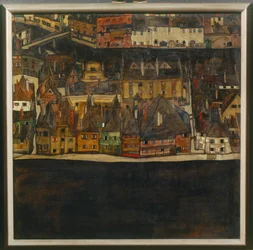 La pequeña ciudad, también pequeña (pintura sobre lienzo)