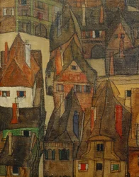 La pequeña ciudad, también pequeña (pintura sobre lienzo)