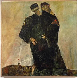 Ermitaños. Egon Schiele y Gustav Klimt (óleo sobre lienzo)