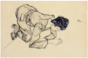Erich Lederer dibujando en el suelo, 1912