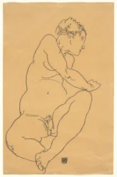 Desnudo Femenino Inclinándose a la Izquierda