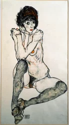 Desnudo femenino sentado, dibujo en acuarela de Egon Schiele (1890-1918) 1914 Dim. 48,3x32 cm Viena Graphische Sammlung Albertina