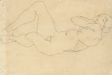 Desnudo femenino con las manos detrás de la cabeza, 1914