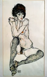 Desnudo femenino sentado. Dibujo de Egon Schiele