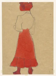 Mujer con falda roja