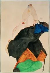 Chica con el codo levantado (acuarela y lápiz)