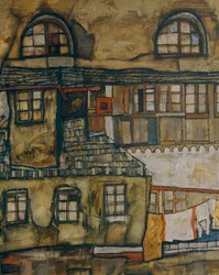 Muro de la casa junto al río (óleo sobre lienzo)