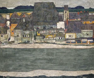 Casas en el río El casco antiguo, 1914