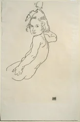 Kinderakt (tiza negra sobre papel)