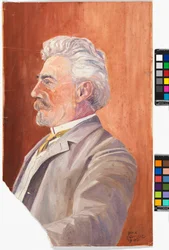 Perfil de Leopold Czihaczek sobre fondo rojo