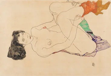 Desnudo femenino recostado con las piernas recogidas, 1913
